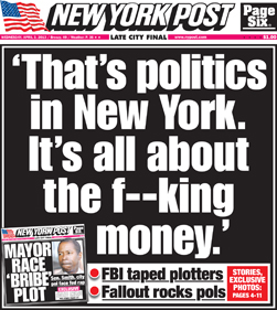 NY Post corruption front page